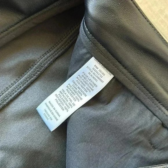 Good American Better Than Leather Pants Faux Leather Black Straight Leg Sz 16 - Picture 10 of 12